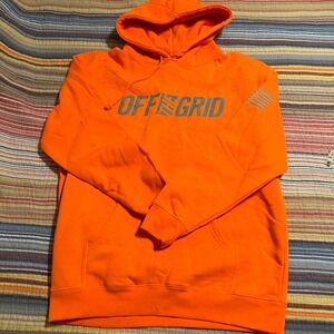 Off Grid Orange Hoodie Sweatshirt‎ Pullover USA Flag Tools Large Menswear